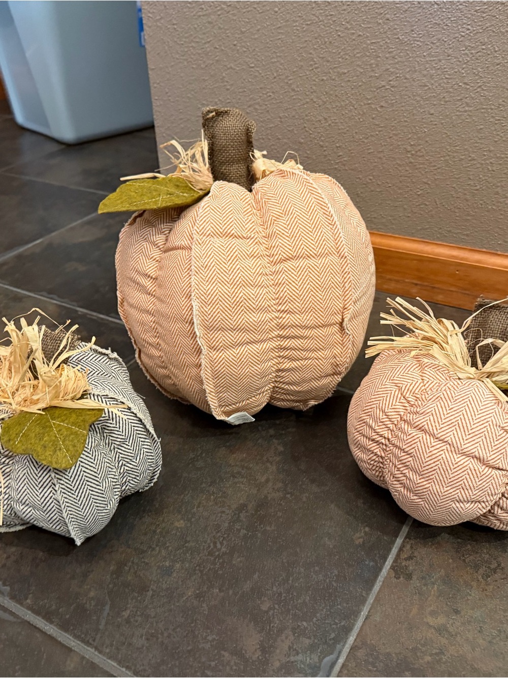 Fabric Decorative Pumpkins - Neutral Peach and Gray Set